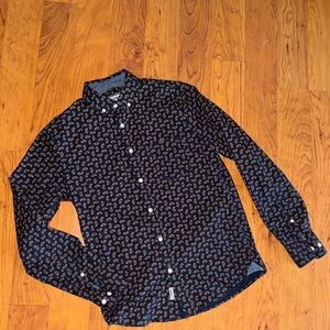 Men's express Navy Paisley Button-Down Shirt size Xs